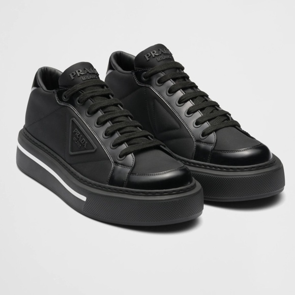 Prada Macro Re-Nylon and brushed leather sneakers - Picture 1 of 16